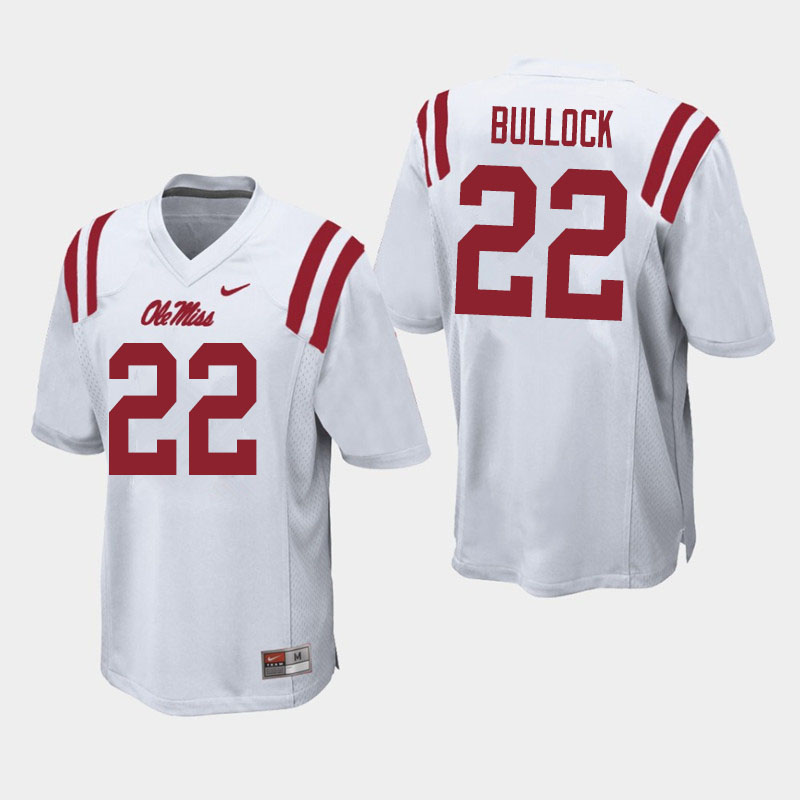 Men #22 Kentrel Bullock Ole Miss Rebels College Football Jerseys Sale-White